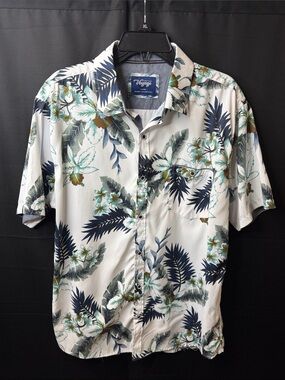 Voyage White Tropical Print Short-Sleeve Button-Down Shirt